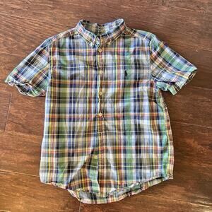 Polo Ralph Lauren Boys Multi Color Plaid Short Sleeve Button Down Shirt M 10-12